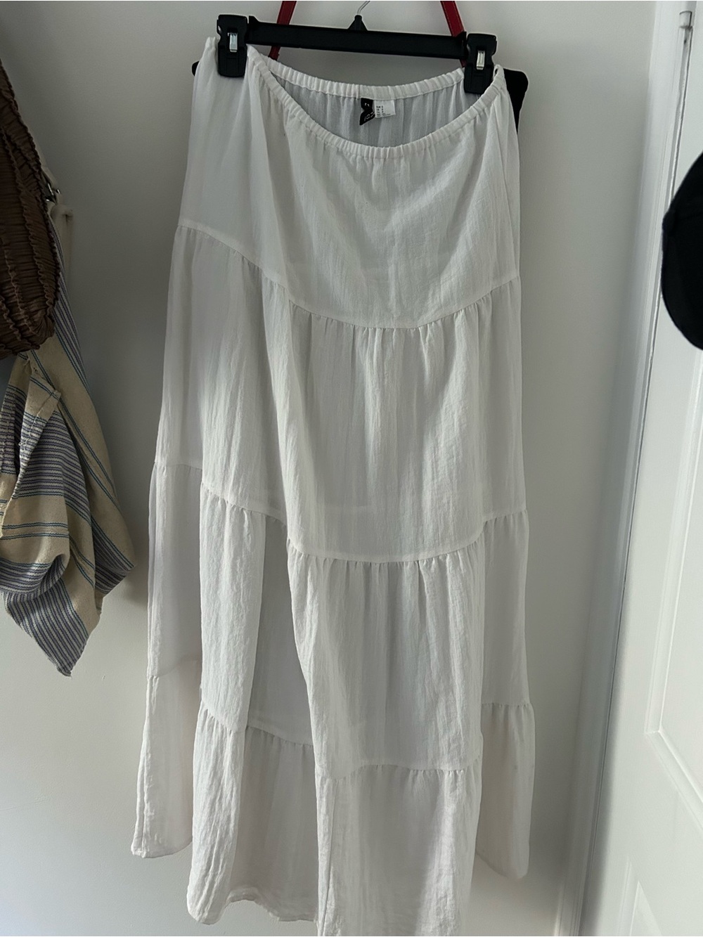 H&M White Tiered Maxi Skirt - Lightweight Summer Skirt